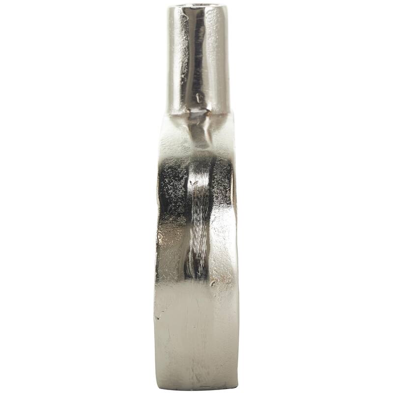 Aluminum Metal Geometric Circular Decorative Vase with Linear Etchings - Gold or Silver - Roche River Decor