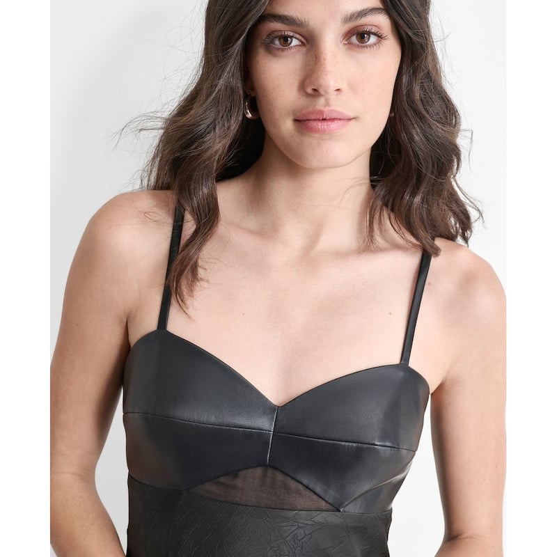 DKNY Mixed Media Midi Dress - 2 - Black