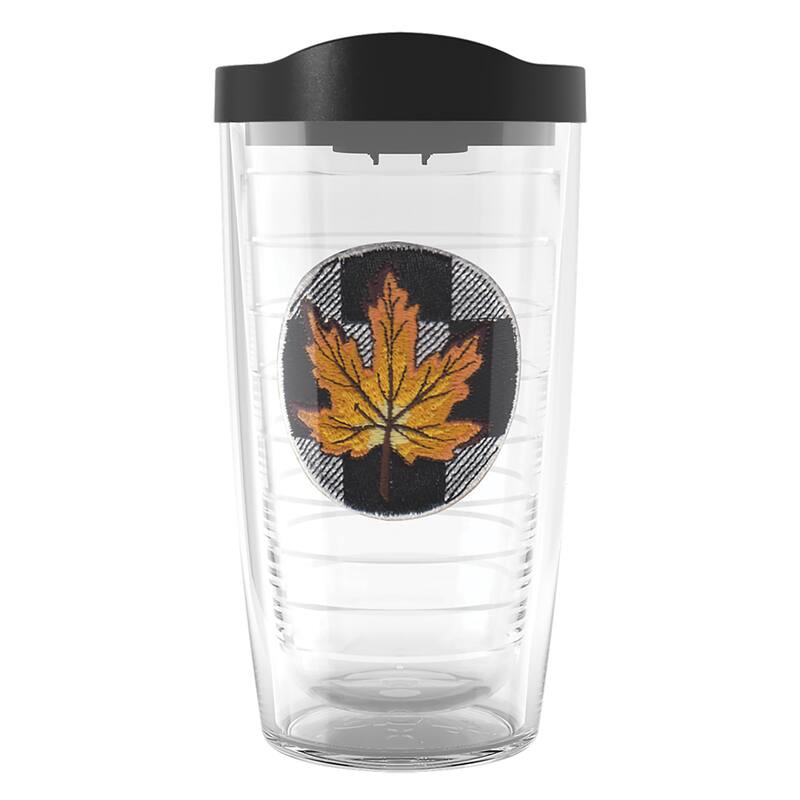 Tervis Checkerboard Fall Leaf Orange Made in USA Double Walled Insulated Travel Tumbler, Orange - 16oz