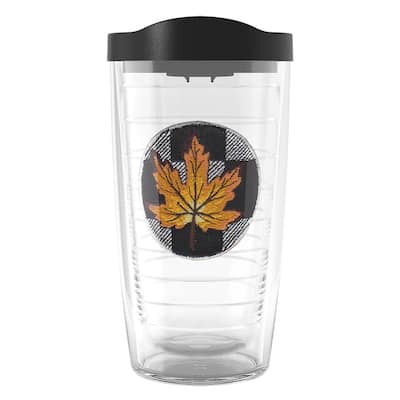 Tervis Checkerboard Fall Leaf Orange Made in USA Double Walled Insulated Travel Tumbler, Orange