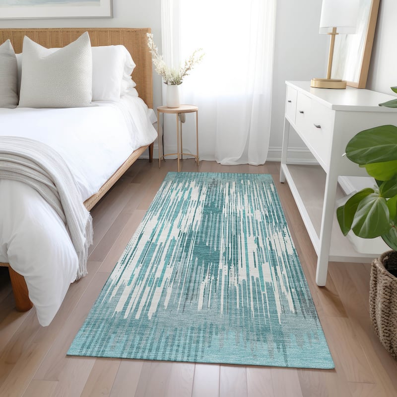Machine Washable Indoor/ Outdoor Chantille Ombre Abstract Rug