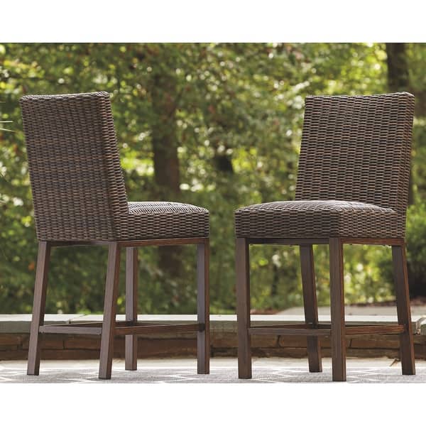 Paradise Trail Outdoor Barstool (set of 2) - Medium Brown