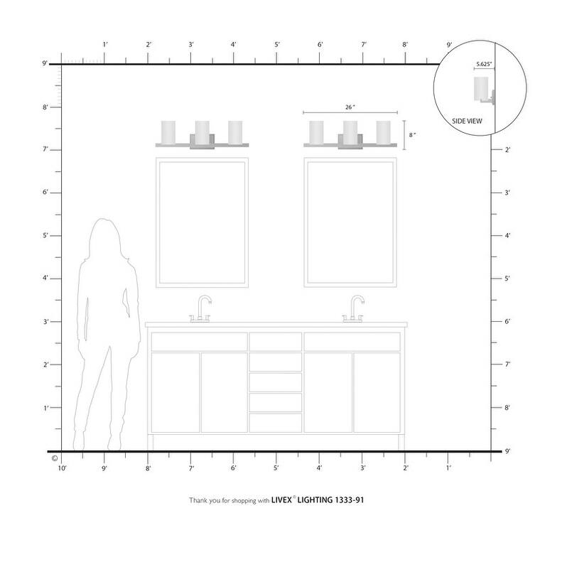 Livex Lighting 3 Light Brushed Nickel Bath Light,1333-91 - 26" W 8" H 5.625" EXT