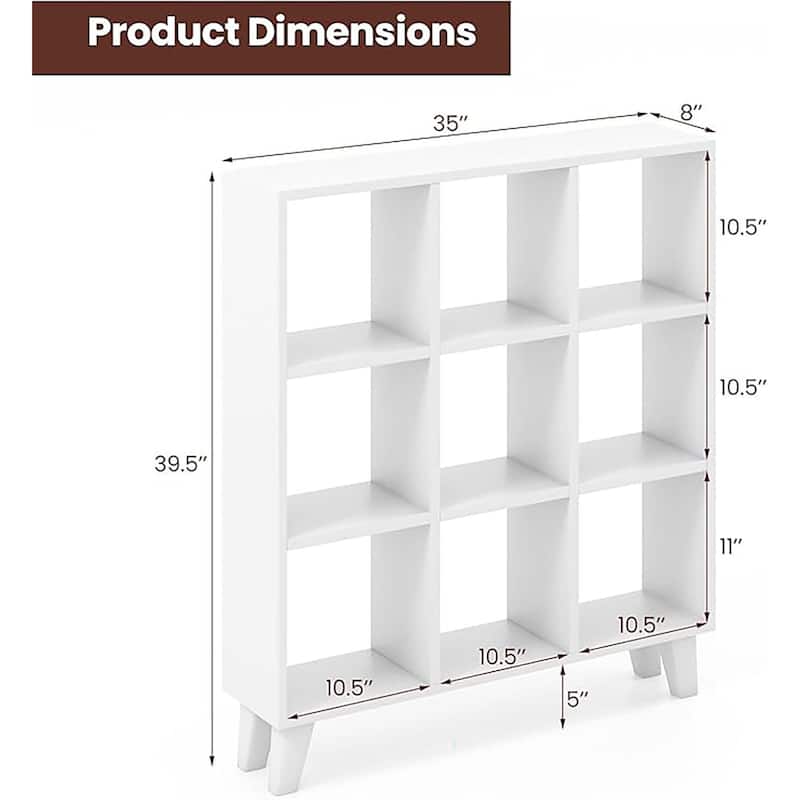 1/2 PCS Living Room 9-Cube Bookcase with 6 Removable Shelves White