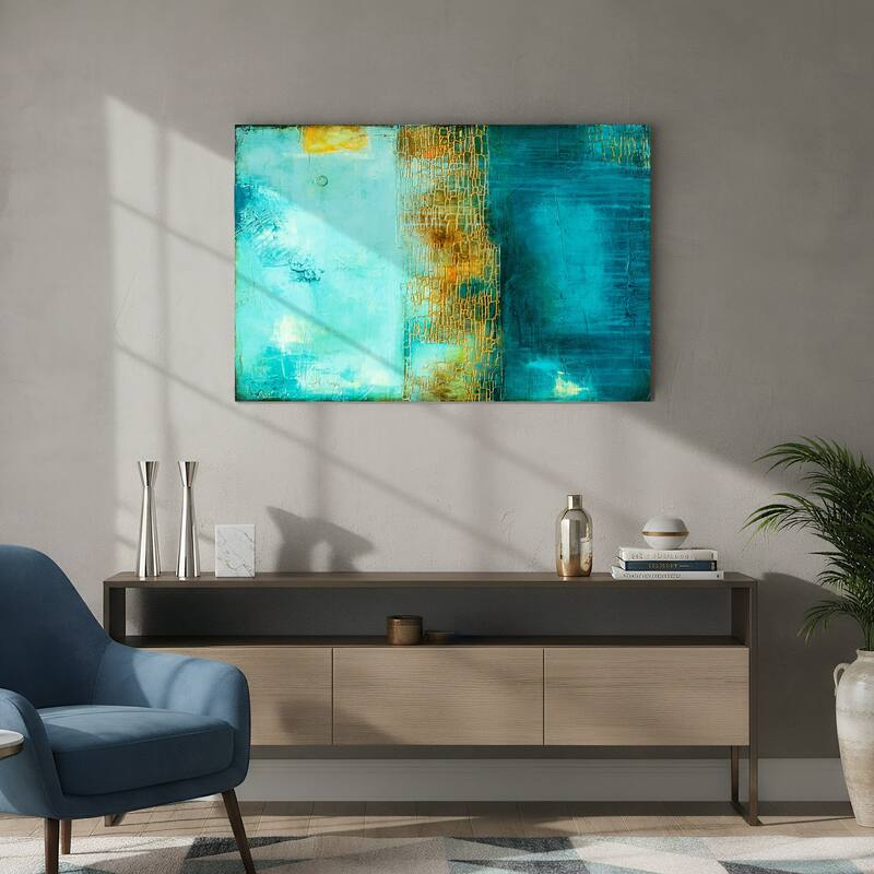 "Castle Court" Abstract Wall Art on Frameless Tempered Art Glass
