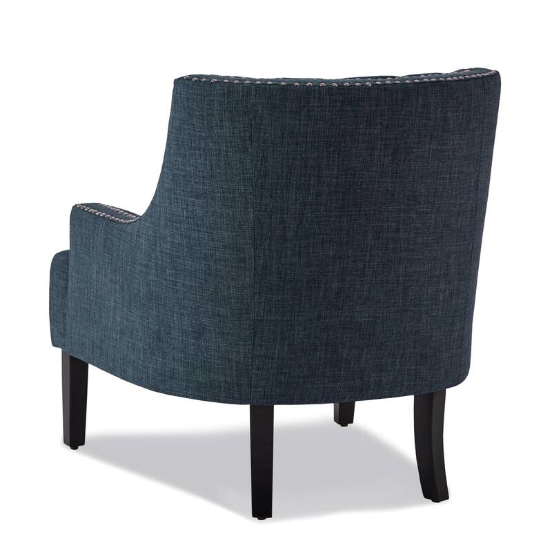 Indigo Chenille Upholstered Accent Chair with Button-Tufted Back