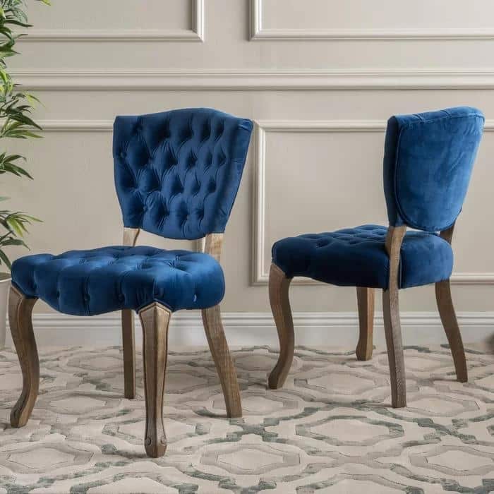 Modern 2 Piece Velvet Dining Chairs with Cushions and Backrest for Dining Room Kitchen Bedroom Living Room Dressing Table