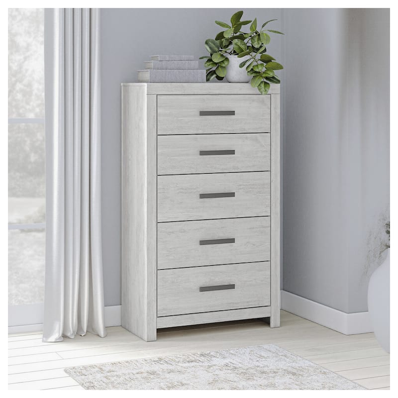 Signature Design by Ashley Cayboni Whitewash Chest of Drawers - 5-drawer - Whitewash