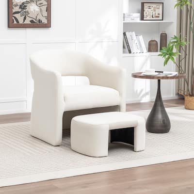 SEYNAR Modern Glam Velvet Accent Armchair Open Back with Ottoman