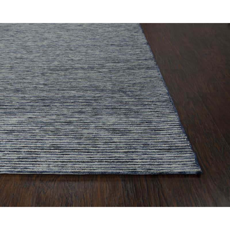 Alora Decor Laine Blue and Beige Stripe Hand-tufted Wool Rug