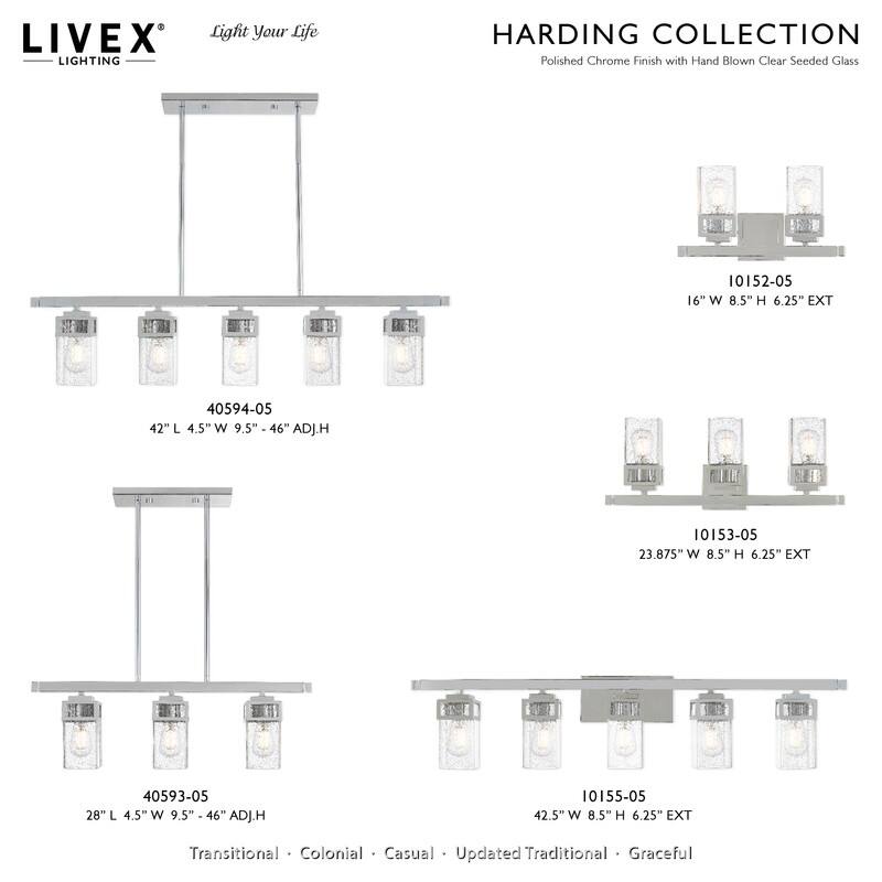 Livex Lighting 3-light Polished Chrome Chandelier, 40593-05 - 28" L X 4.5" W X 10"- 46" ADJ H
