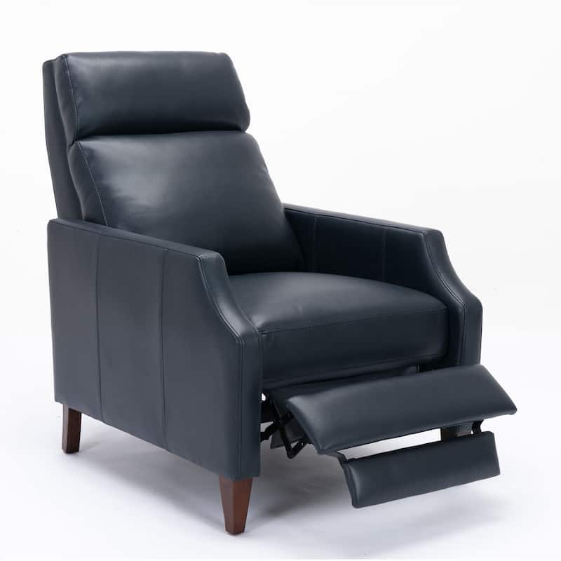 Modern PushBack Recliner with Solid Wood Legs and Embedded Coil, Long