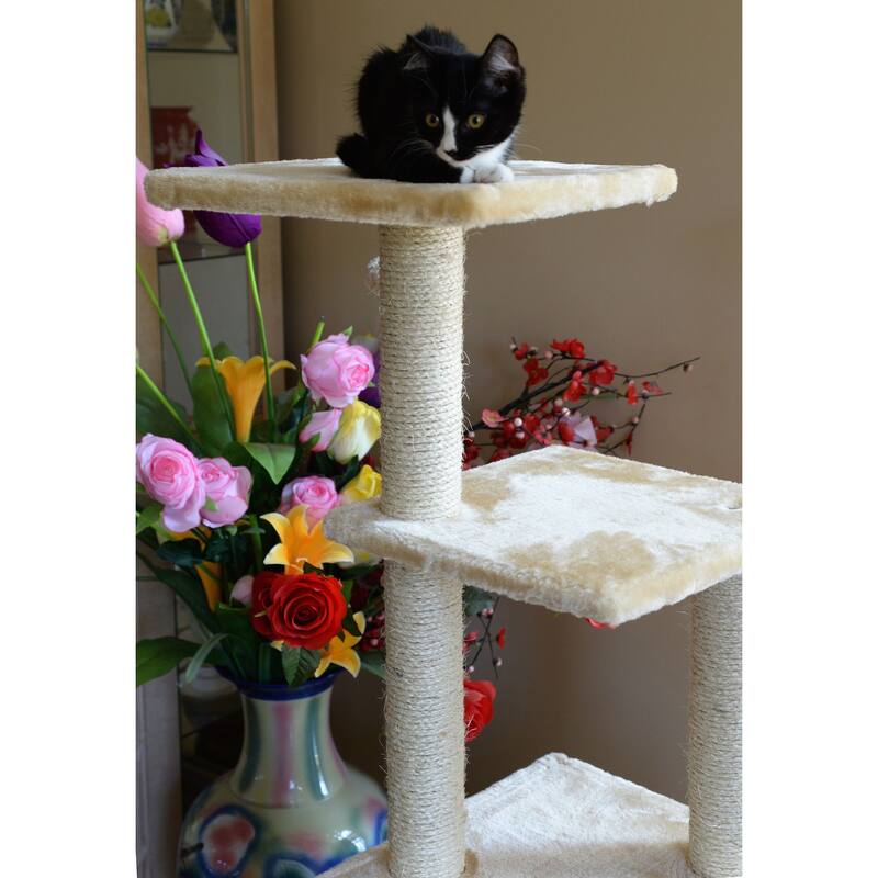 Real Wood 3 Tier Cat Tree, Armarkat Scratch furniture A5201 - Multi
