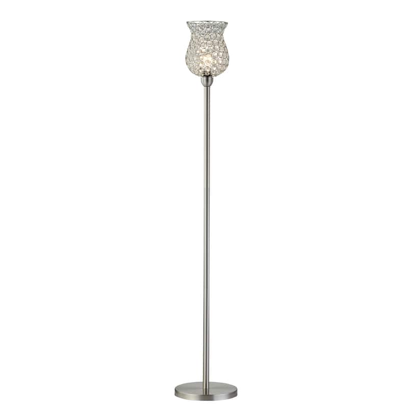 Crystal shade 59" Black Torchiere Floor Lamp - N/A