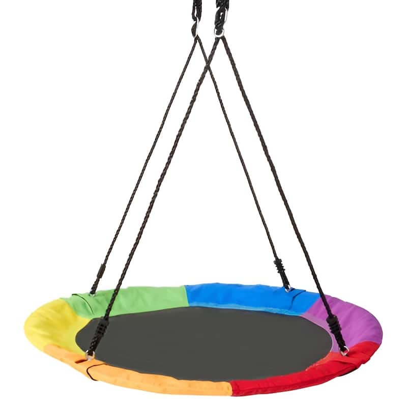 Multicolor 900D Oxford Saucer Tree Swing, 750lb Round Kids Seat Set - 40" L x 2" H - Multi