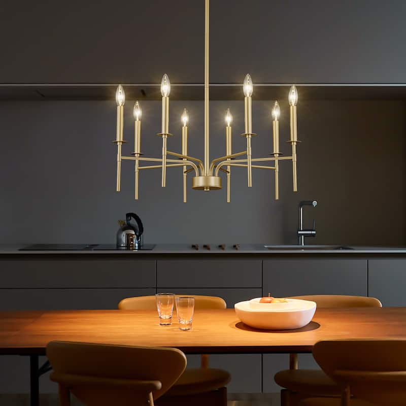 Starsky 8-Light 27'' Traditional Classic Candle Farmhouse Chandelier