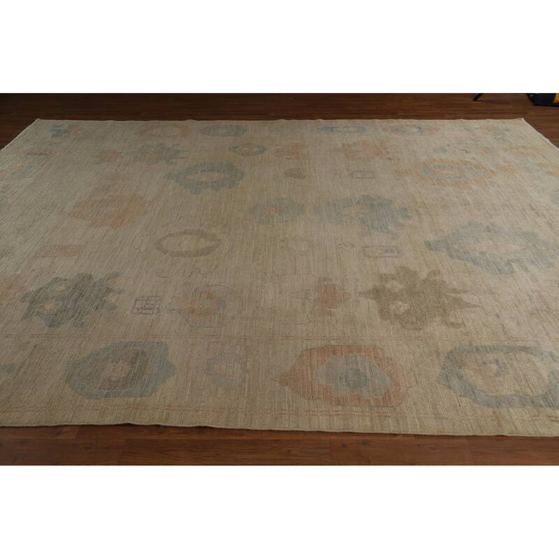 Oushak Turkish Area Rug Handmade Vegetable Dye Wool Carpet - 9'0"x 11'11"