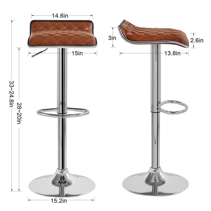 VECELO Barstools Adjustable Height Faux Leather Backless Modern Swivel Bar Stools (Set of 2)-Five colors