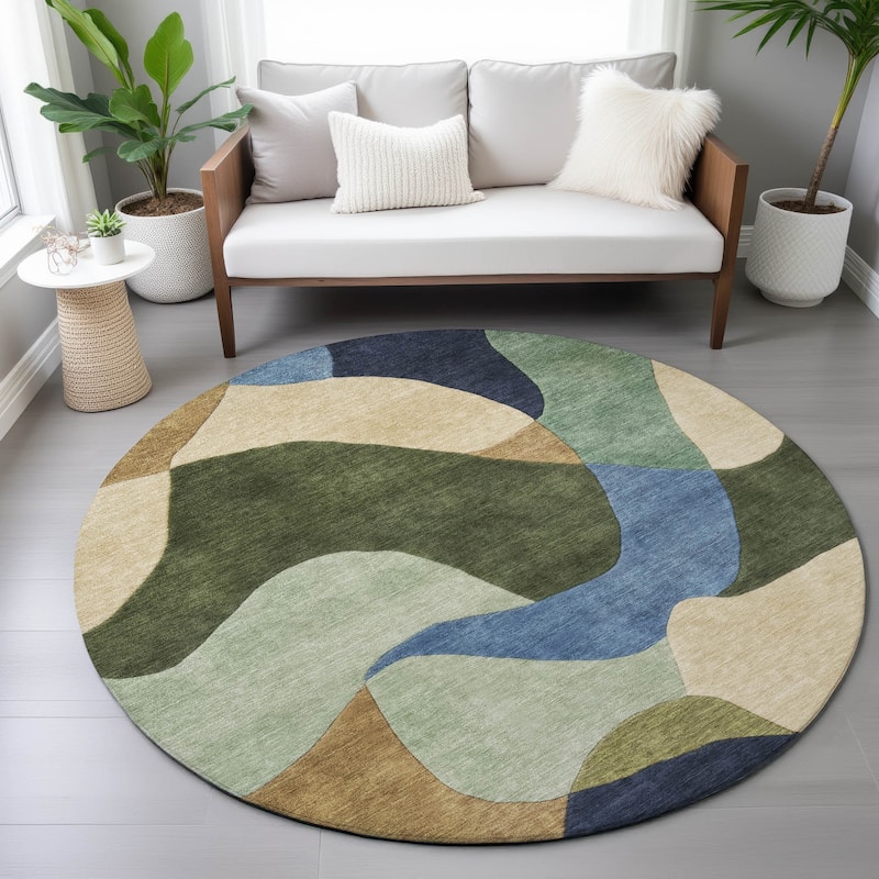 Machine Washable Indoor/Outdoor Modern Century Chantille Rug