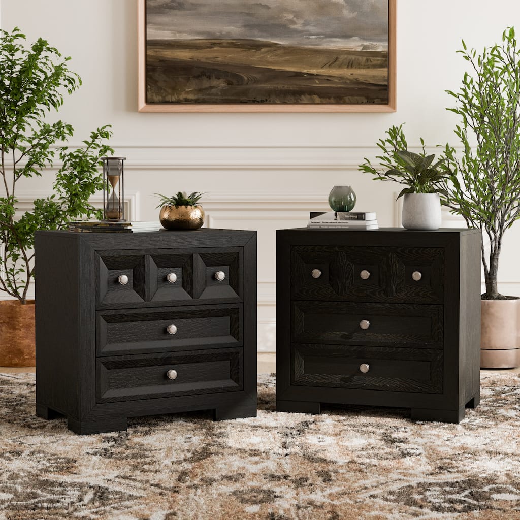 Furniture of America Durem Modern Classic Wood 2-Drawer Nightstand with USB Ports (Set of 2)