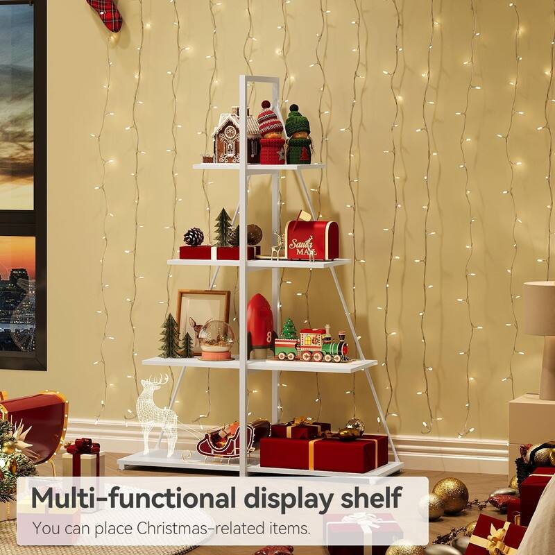 Boat Shaped 4-Tier Bookshelf Narrow Modern Bookcase