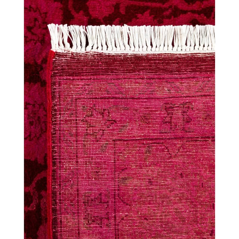 Overton Hand Knotted Wool Vintage Inspired Modern Contemporary Overdyed Pink Area Rug - 6' 1" x 9' 3"