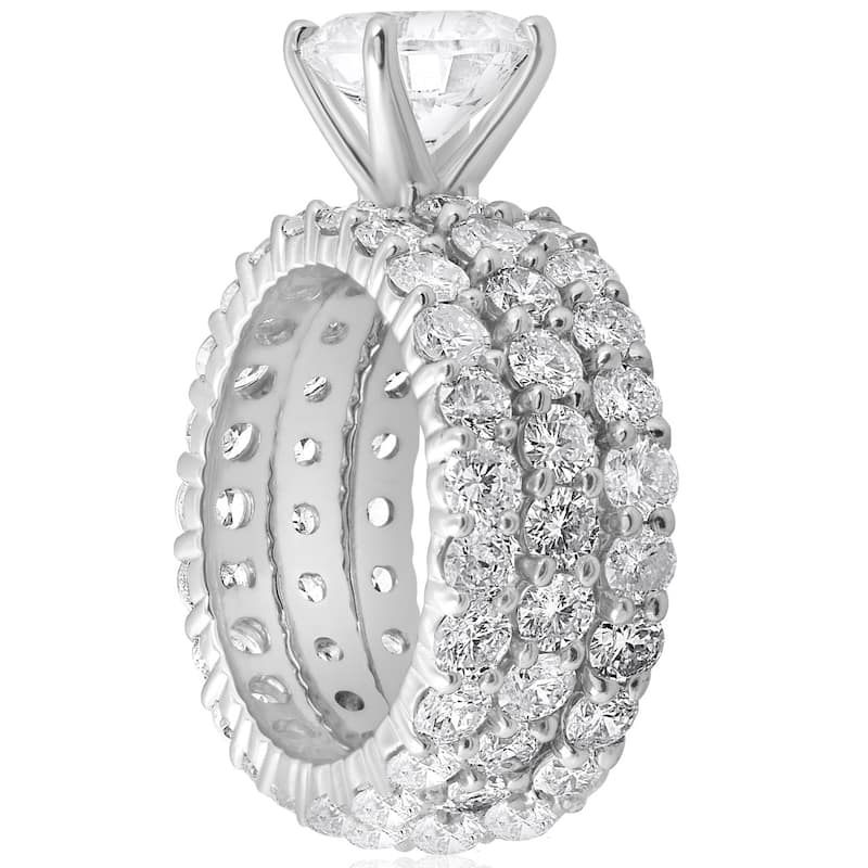 7ct Diamond Engagement Eternity Wedding Ring Set White Gold