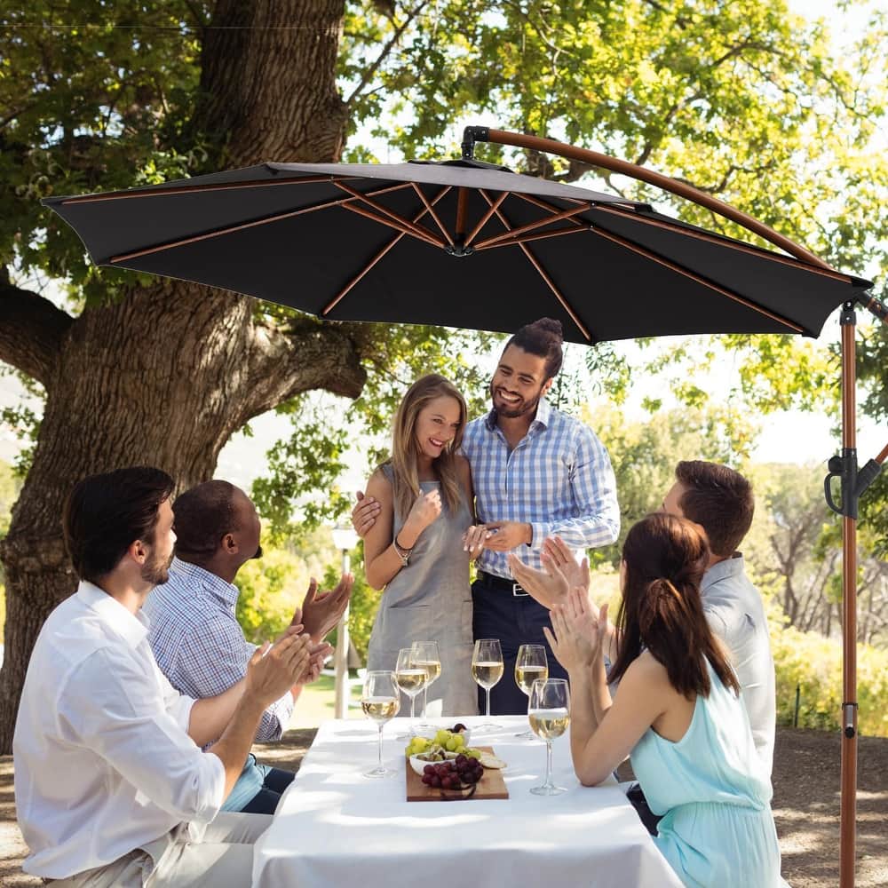 COSIEST 10FT Offset Patio Umbrella，360-Degree Rotation, UV & Waterproof Canopy