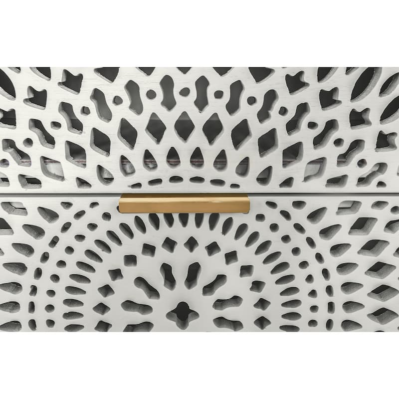 Drawer Cabinet with Hollow-Carved 3 Drawer Dresser Storage Chest