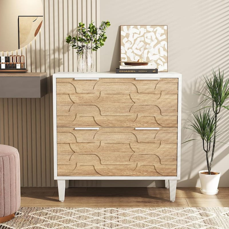 2-Drawer Lateral File Cabinet for A4/Letter/Legal Size, White & Grey Office Storage Cabinet Printer Stand