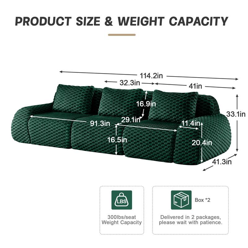 Floor Cloud Sectional Couch, Boneless Sofa for Living Room, Modular Sectional Sofa with Deep Seat, No Assembly Required