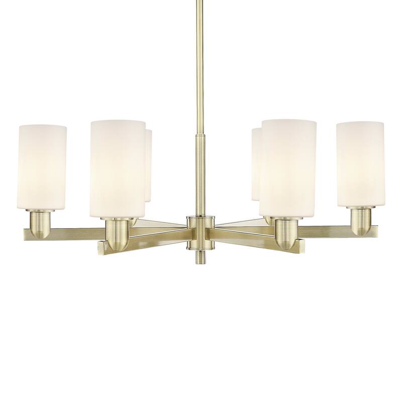 Innovations Lighting 716-6CR-11-34 Clymer Chandelier Clymer 6 Light - Antique Brass / Matte White