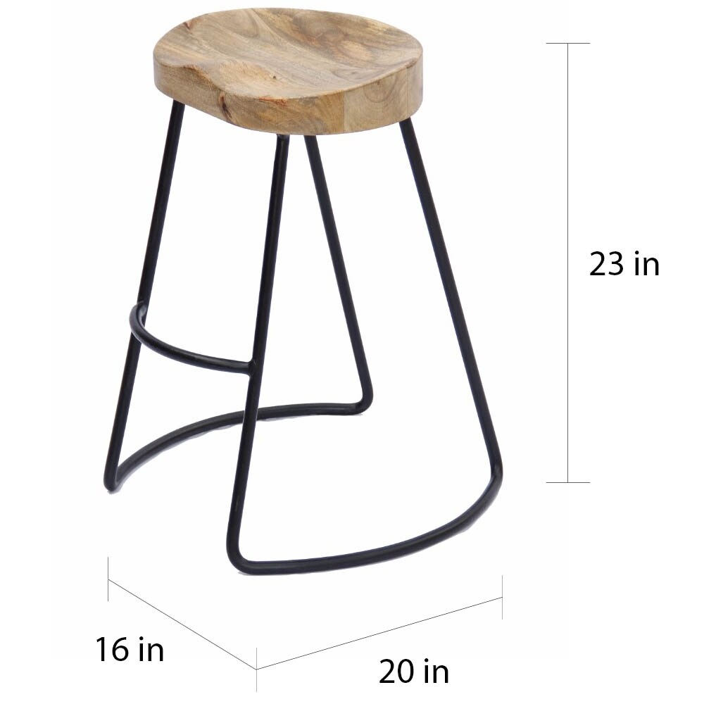 Wooden Saddle Seat Brown Barstool With Tubular Metal Base On Sale Overstock 11769086
