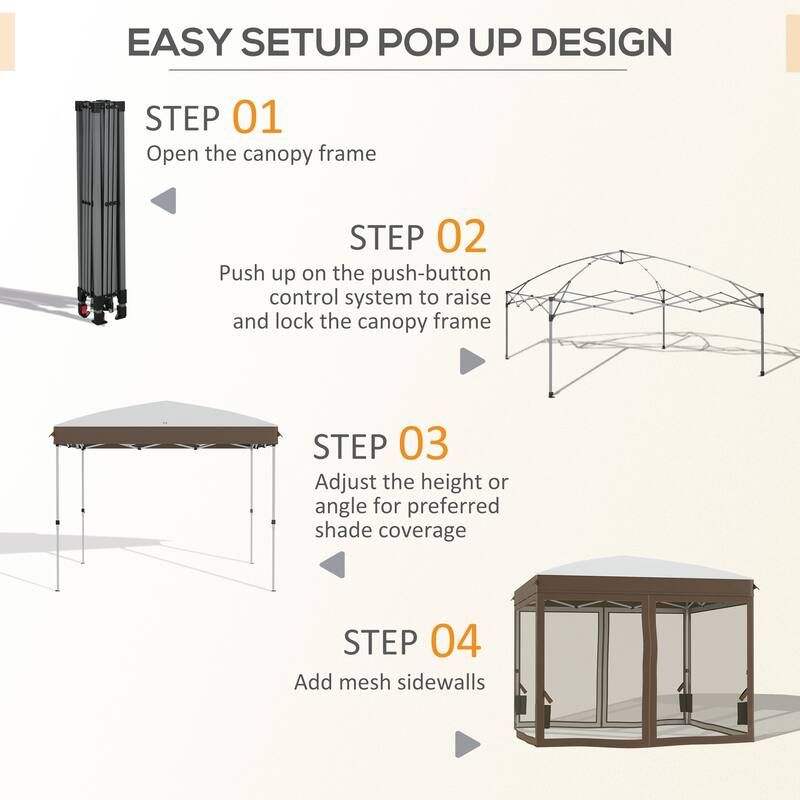 Outsunny 10' x 10' Pop Up Canopy Tent with Netting, Foldable Gazebo Tents for Parties, Height Adjustable