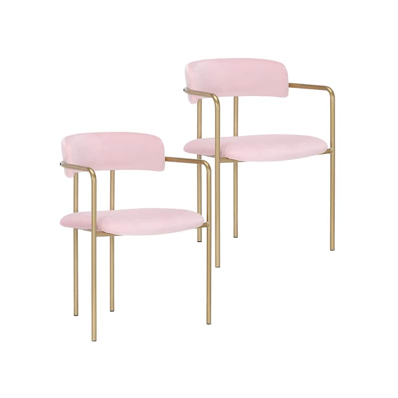 Porthos Home Eder Dining Chairs Set of 2, Velvet, Gold Chrome