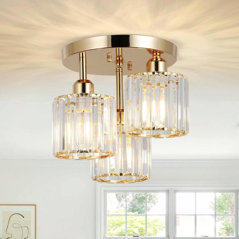 Gorgeous Crystal Ceiling Light Fixture - Elegant Design, Wide Application - Gold
