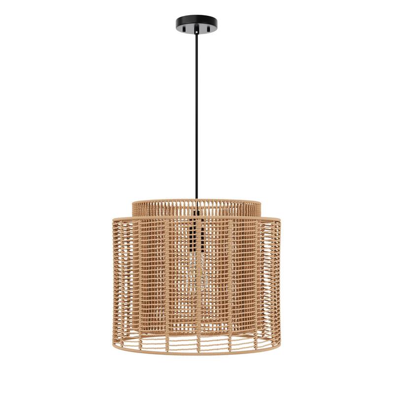 Farmhouse 1-Light Handmade Paper Rope Weaving Hanging Lamp for Living Room Bedroom