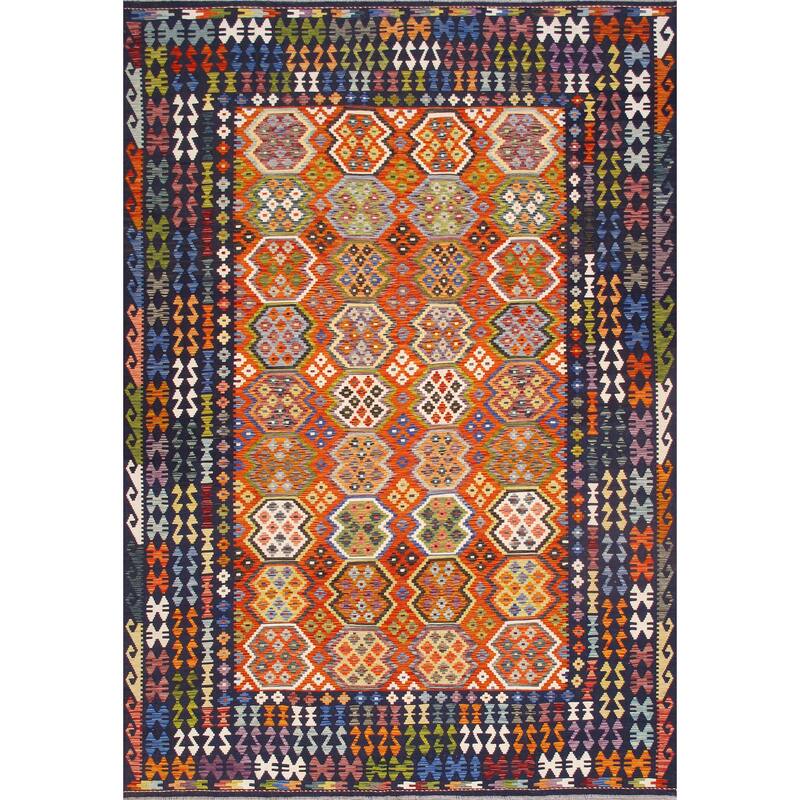 Pasargad Home Kilim Reversible Wool Multicolor Area Rug - 8' 4'' X 11'11'' - 8' 4'' X 11'11''