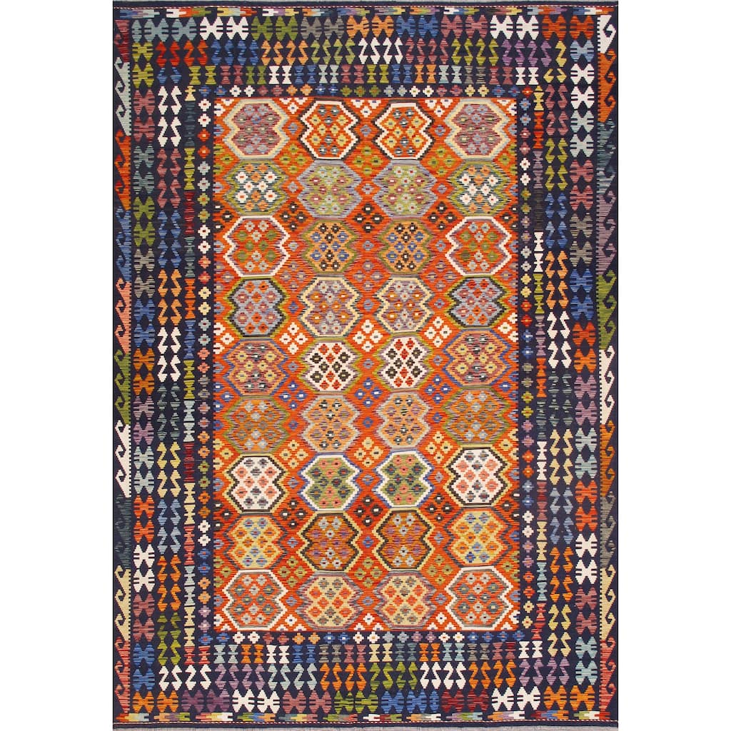 Pasargad Home Kilim Reversible Wool Multicolor Area Rug - 8' 4'' X 11'11''