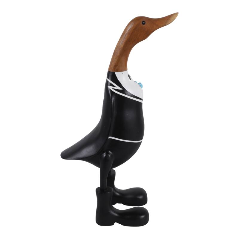 Decorative Wooden Wedding Duck Figurine Sculpture - 16.0"