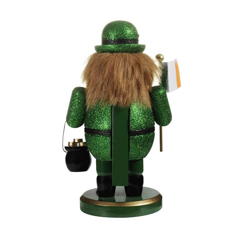 Leprechaun with Irish Flag Christmas Nutcracker - 8"