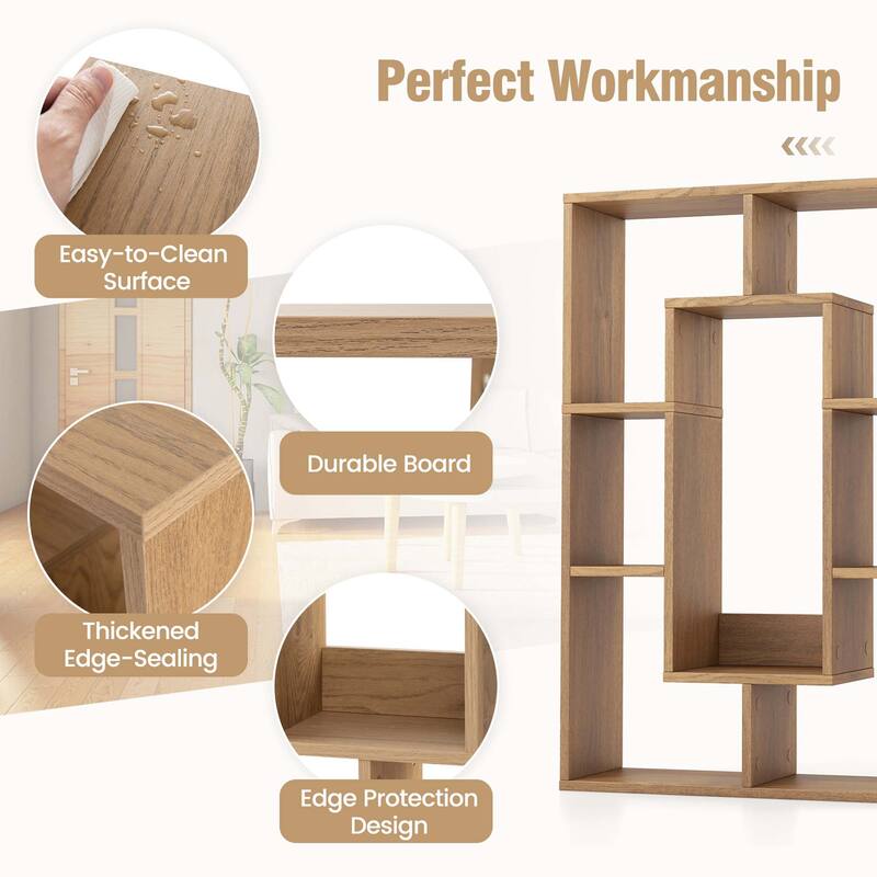 Costway 7-Cube Geometric Bookshelf with Anti-Toppling Device Modern - See Details