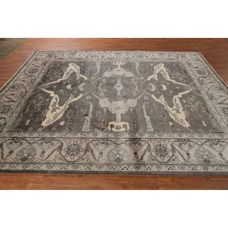 Transitional Oushak Area Rug Hand-Knotted Wool Carpet - 8'2" x 9'10"