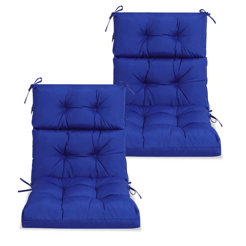 2 Pcs Set High Back Patio Chair Cushions, 44'' x 22''x 4''Tufted Rocking Chair Cushions, for Garden Porch Home Office Chair Use - 44'' x 22''x 4'' - Blue