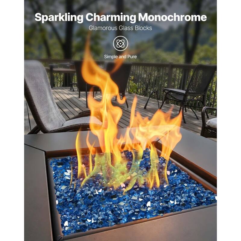 Pacific Blue Tempered Crushed Glass Fire Pit Rocks 10 lbs Heatproof - 1/2 inch