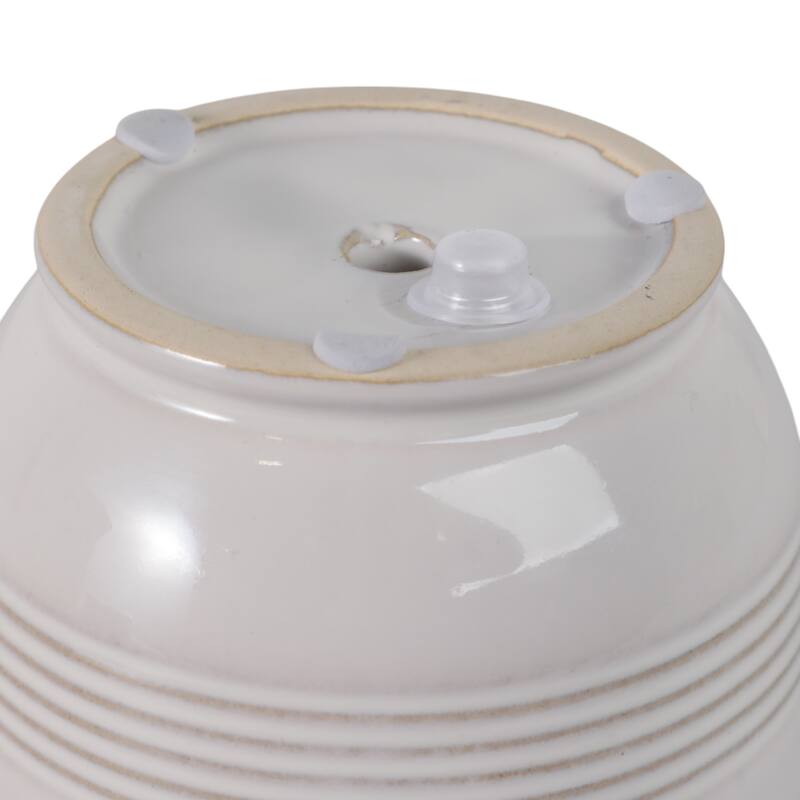 Ceramic Planter Scalloped Rim Ribbed Design Home Decor (Set of 2) - 8" x 8" x 6.75"