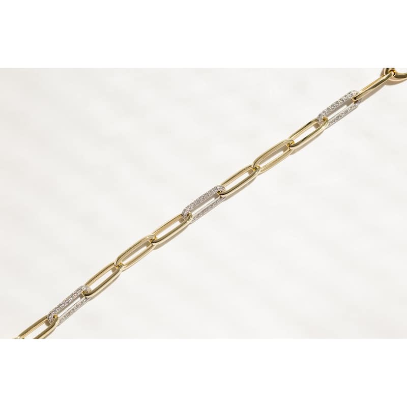 Kobelli 1.5 Carat Lab Grown Diamond 14k Solid Gold Paperclip Chain Gilda Bracelet (DEF/VS)