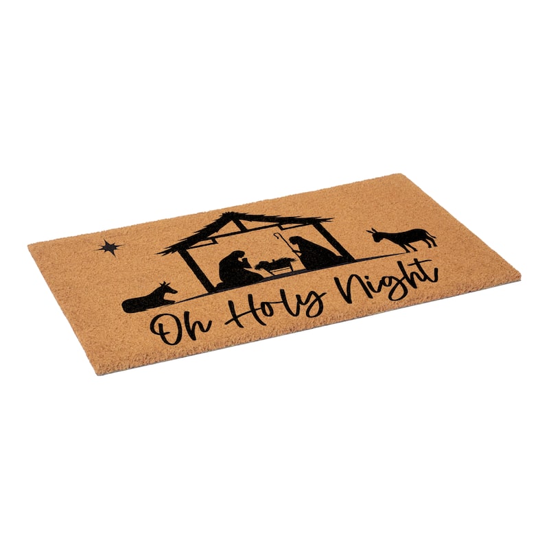 HomeRoots 17" X 29" Brown And Black Christmas Outdoor Coir Door Mat - 17.00' X '29.00