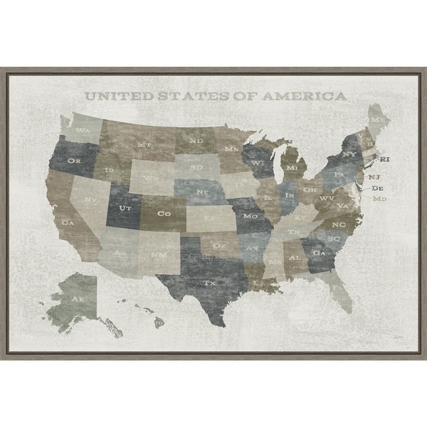 Slate US Map by Sue Schlabach Framed Canvas Art. Opens flyout.