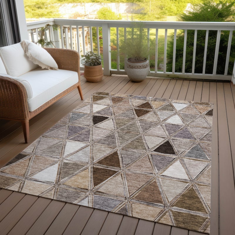 Machine Washable Indoor/ Outdoor Chantille Modern Diamonds Rug